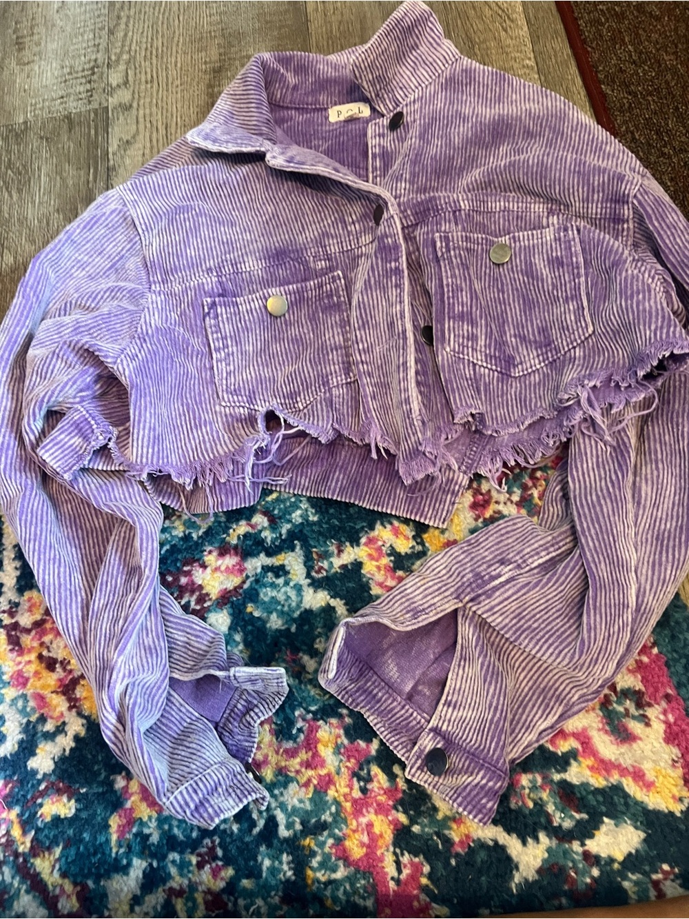 Pol Cropped Purple Corduroy Jacket